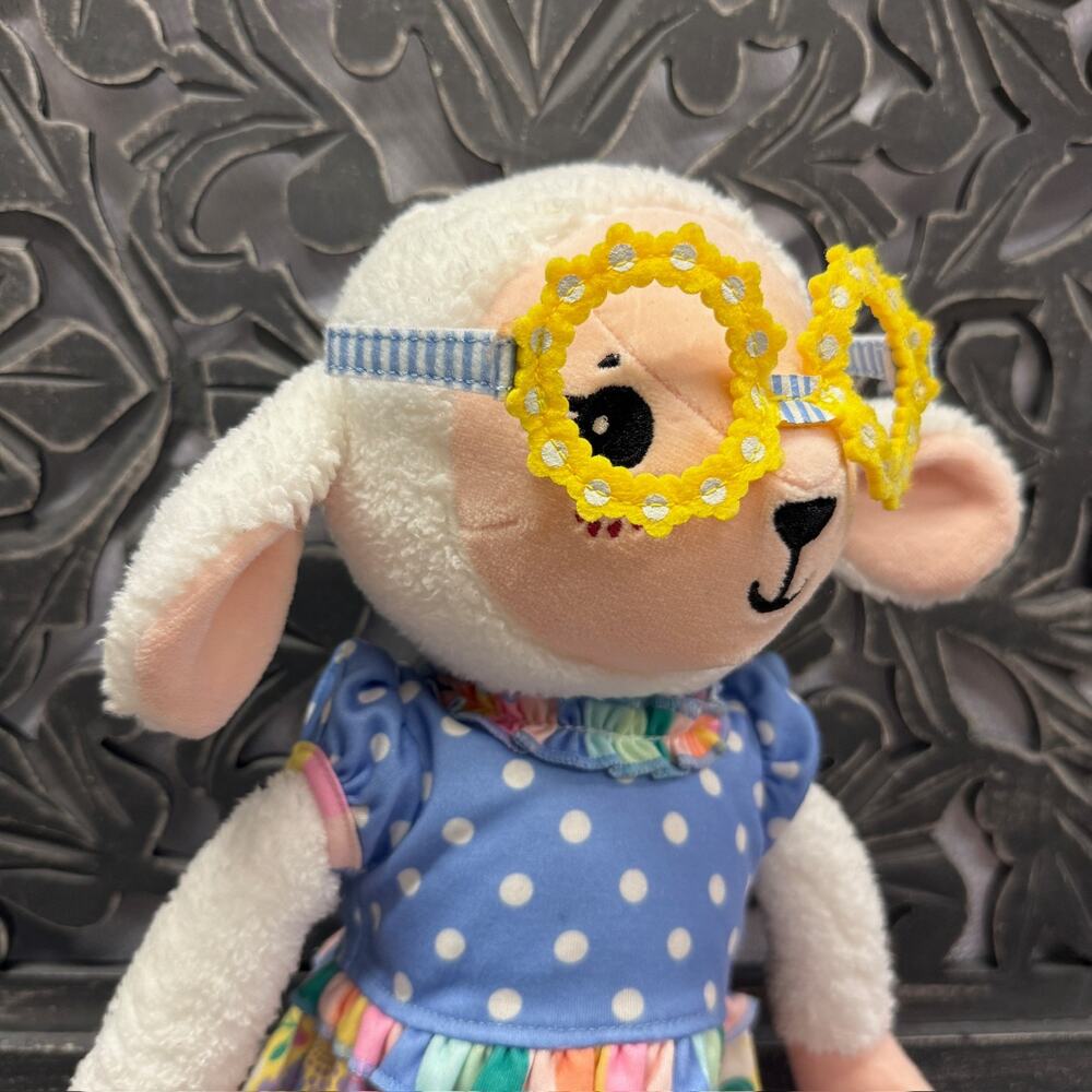 Matilda Jane Lamb Plush Stuffed Animal Doll with Dress Outfit and Yellow Glasses - Picture 2 of 13